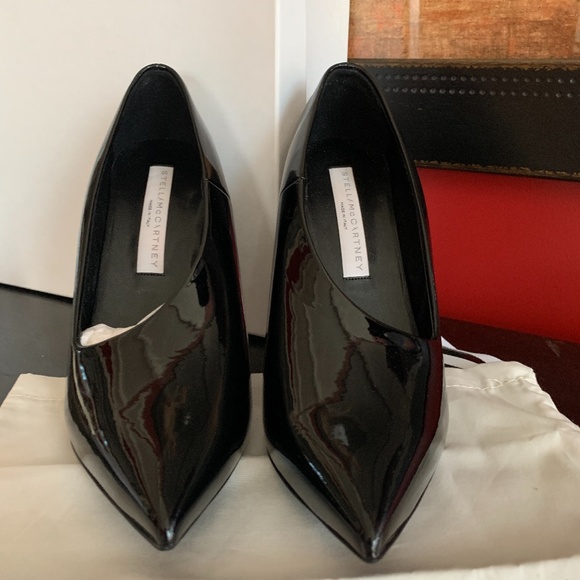 STELLA McCARTNEY Gloss Black Stiletto 5" Spike High Heels Glam NEW IN BOX! - Picture 5 of 16